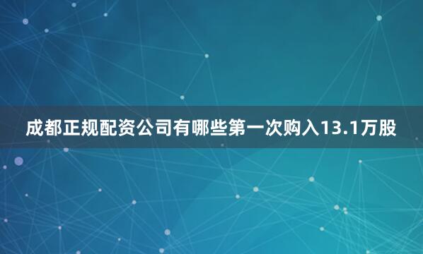成都正规配资公司有哪些第一次购入13.1万股